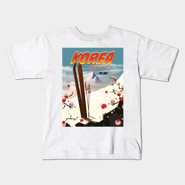 Korea to ski Kids T-Shirt by nickemporium1